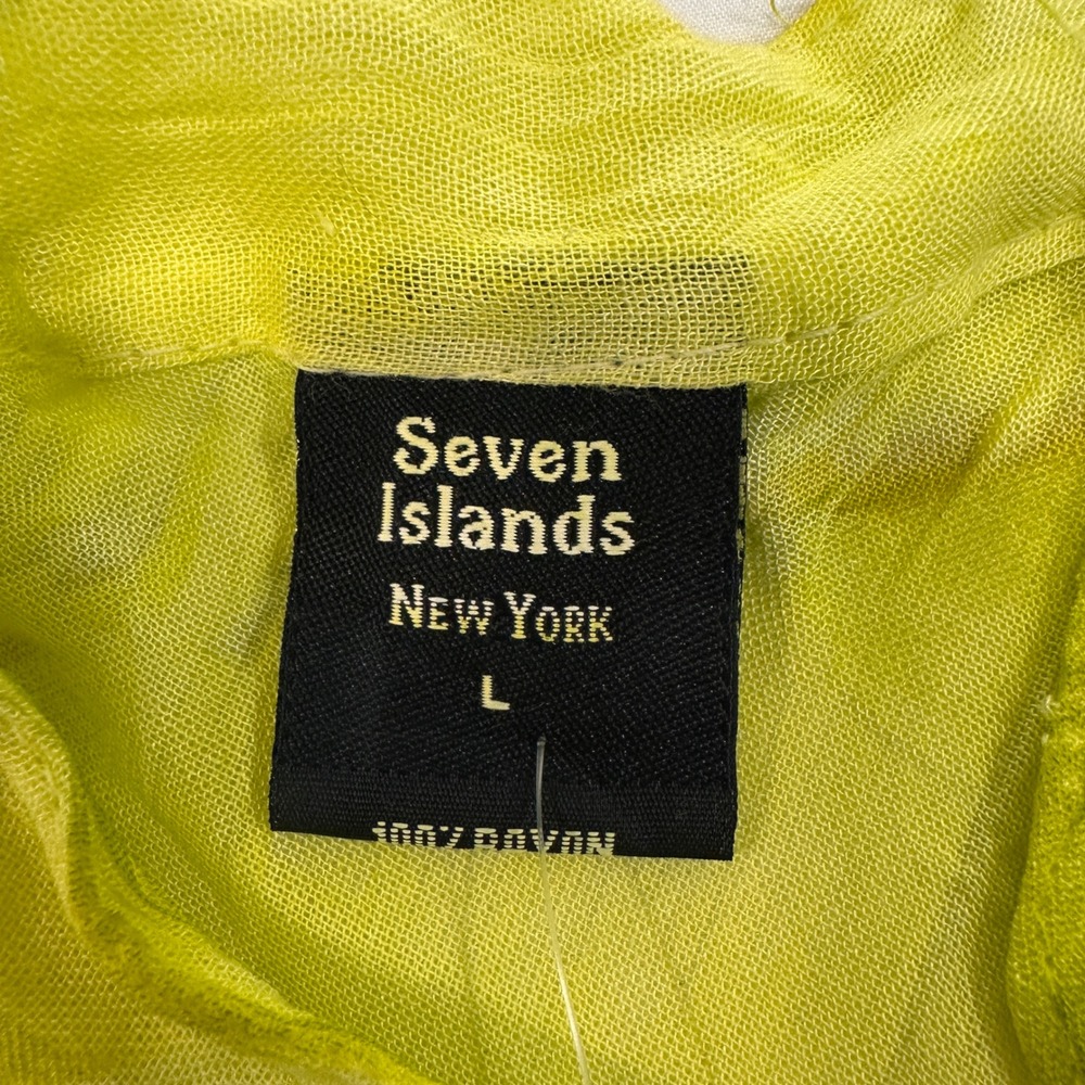 Seven Islands Tie Dye Embroidered Sharkbite Dress Womens L Yellow Teal | Boho - Picture 5 of 8